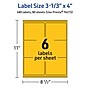Avery Laser/Inkjet Rectangle Multipurpose Labels, 3-1/3" x 4", Bright Yellow, 480/Box (94215)~#|#~D7E6BB41-23B4-4C10-98787B3F21CC6212_sc7
