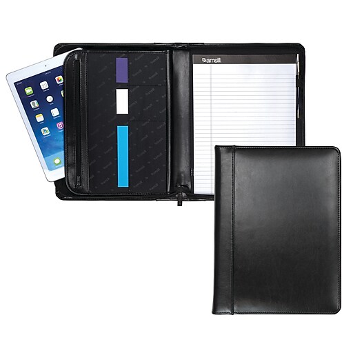Samsill Regal Executive Leather Padfolio with Zipper Closure
