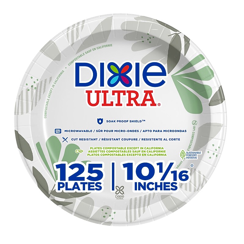 Dixie Ultra Pathways 10" Paper Plates, Multicolored, 125 Plates/Pack (SXP10PATH) image 1