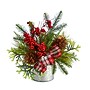 Nearly Natural Artificial Holiday Winter Pinecones, Berries, Greenery Christmas Table Arrangement, 12" (A1852)~#|#~D7F3D12D-5E3A-479C-9F75649BC8428782_sc7