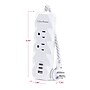 CyberPower P203UCW Home Office 2-Outlet Surge Protector, 2-USB-C Ports, 1-USB-A Port, 3 ft. Cord, 350J Surge Suppression, White~#|#~D7F3DE42-E013-40C9-9D0BCA2B24DD8C1B_sc7