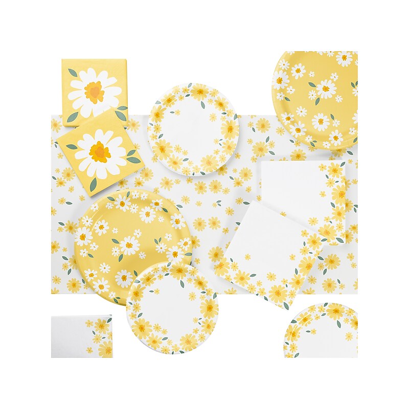 Creative Converting Sweet Daisy Tableware Kit, Yellow/White (DTC9128E2A) image 1