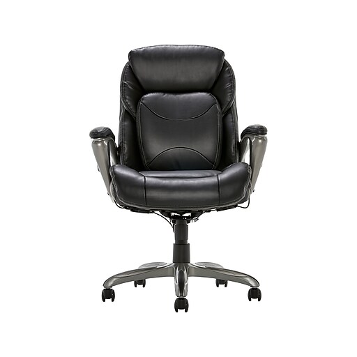Serta My Fit Ergonomic Bonded Leather Swivel Executive Chair, Black