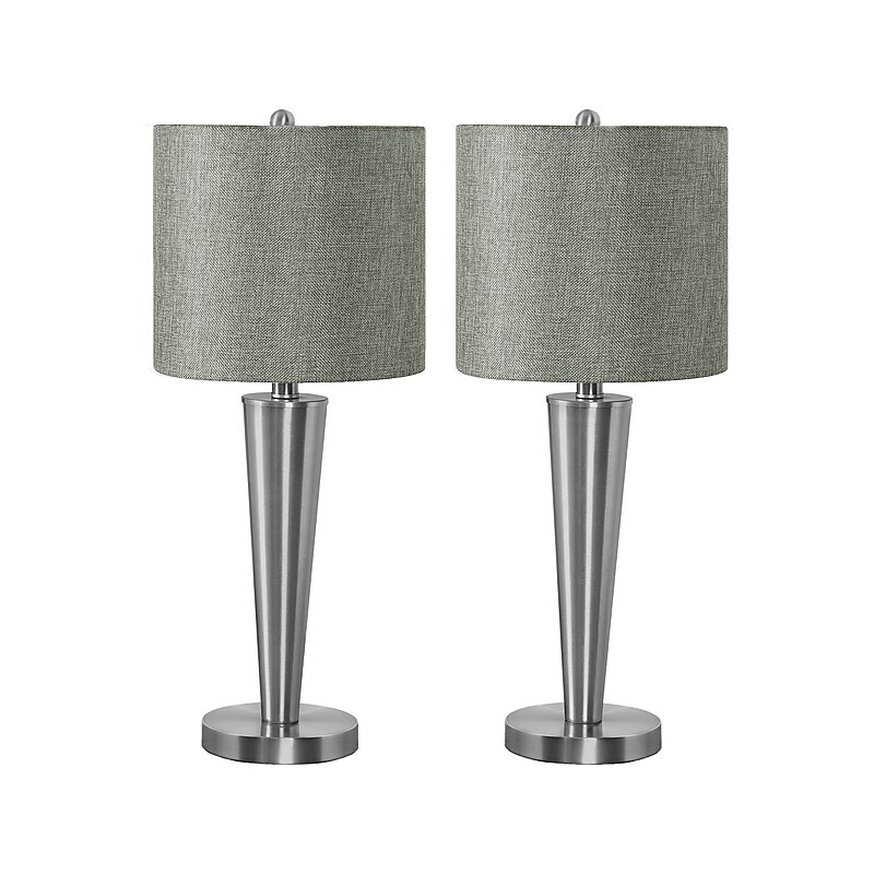 Monarch Specialties Inc. Incandescent Table Lamp, Nickel/Gray, 2/Set (I 9642) image 1