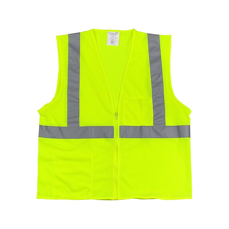 Protective Industrial Products High Visibility Sleeveless Safety Vest, ANSI Class R2, Yellow (302-MVGZ-LY/2X) image 1