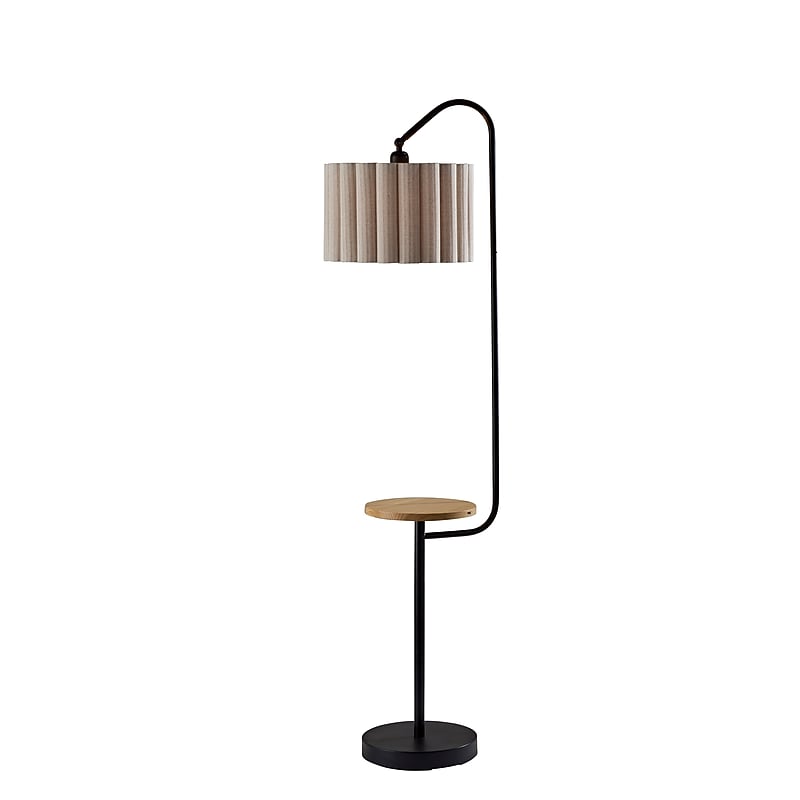 Adesso Caldwell 62"H Black Floor Lamp with Beige Linen Shade (4229-01) image 1