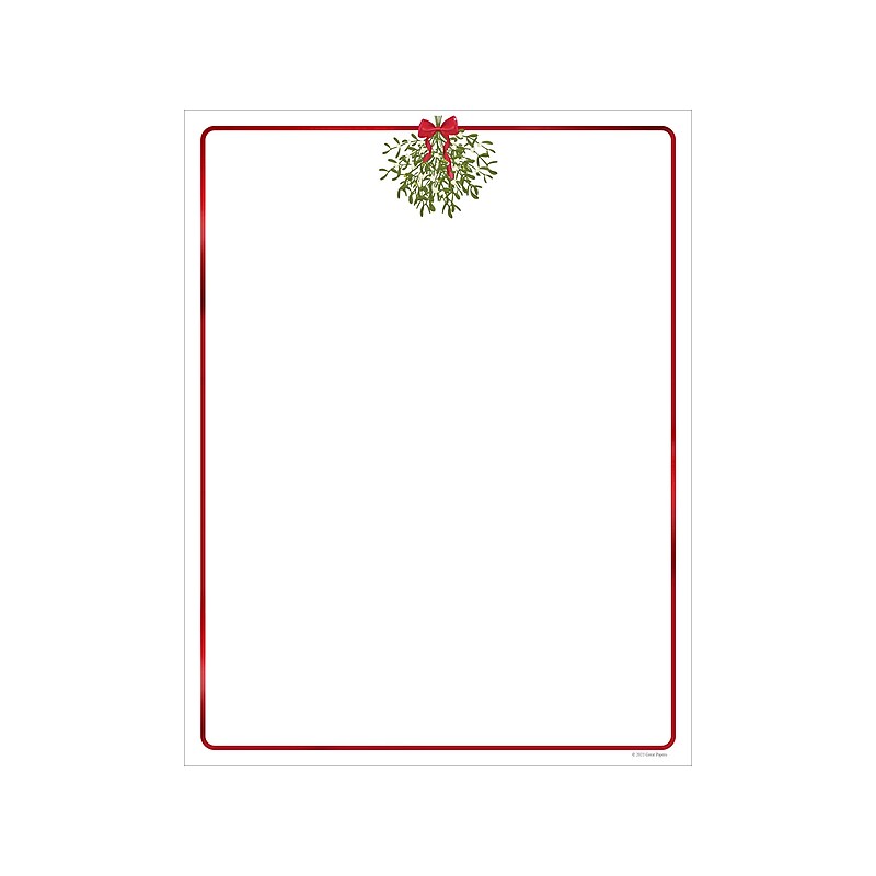 Great Papers Hanging Mistletoe Seasonal Letterhead, Multicolor, 25/Pack (2023045) image 1
