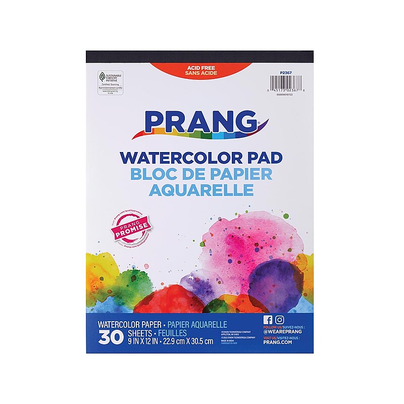 Prang Watercolor Pad, 9" x 12", White, 30/Sheets (P2367) image 1