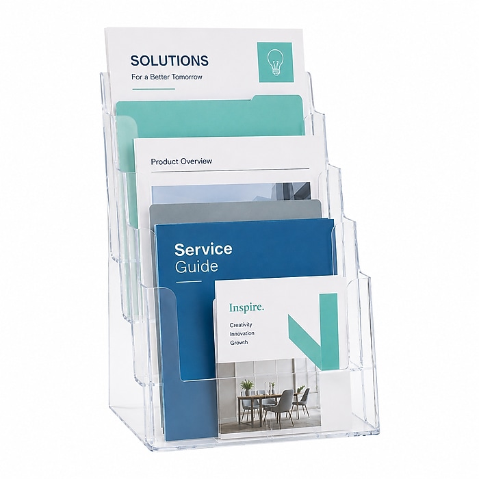 Azar Four-Tier Letter Sized Brochure Holder, 8.5