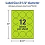 Avery Laser/Inkjet Multipurpose Circle Labels, 2.25" Dia., Bright Green, 480/Pack (94510)~#|#~D82D9D95-43F6-42FF-9DCC8804D4A113B1_sc7
