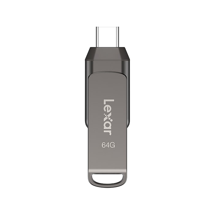 Lexar JumpDrive D400 Dual 64GB USB 3.1 Flash Drive, Titanium