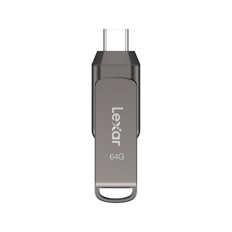 Lexar JumpDrive D400 Dual 64GB USB 3.1 Flash Drive, Titanium (LJDD400-64G-BNU) image 1