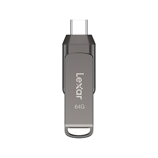 Lexar JumpDrive D400 Dual 64GB USB 3.1 Flash Drive, Titanium Lexar JumpDrive D400 Dual 64GB USB 3.1 Flash Drive, Titanium