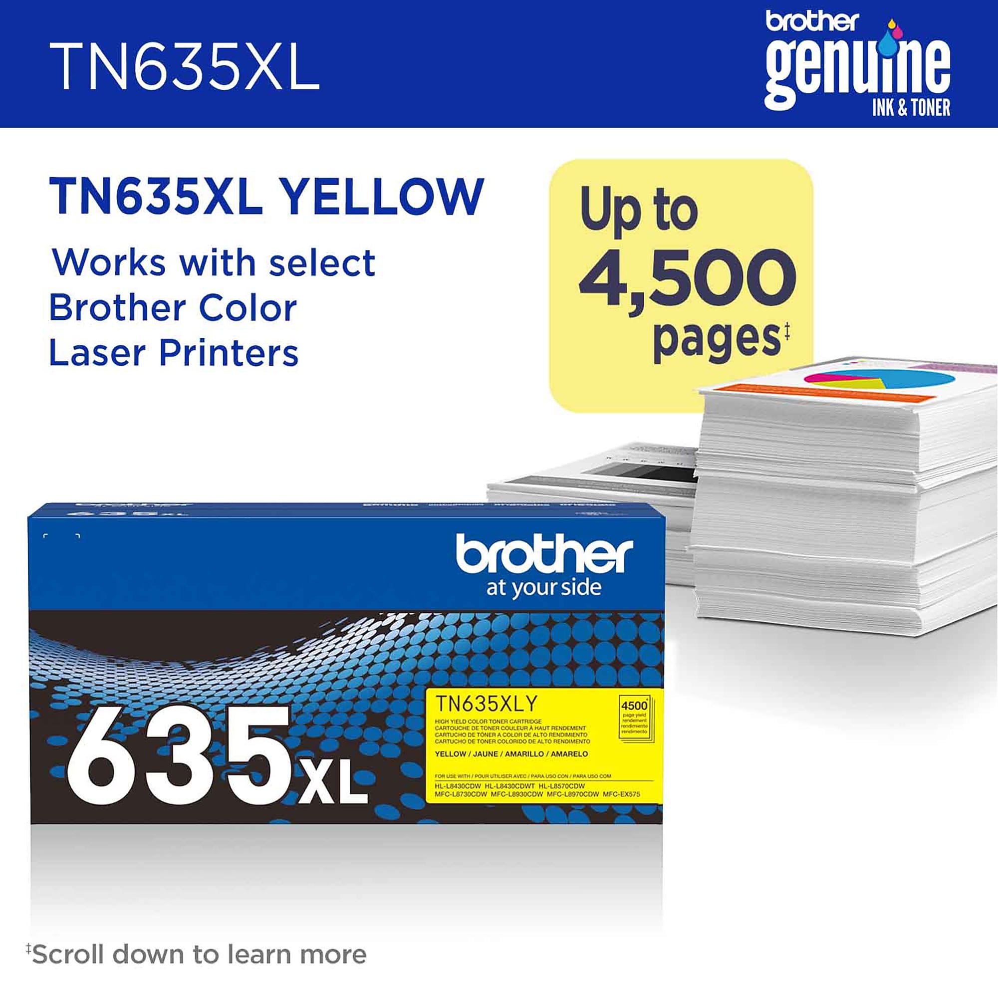 Brother Genuine TN635XL High Yield Yellow Toner Cartridge (TN635XLY) Sansujyuku sansujyuku.com