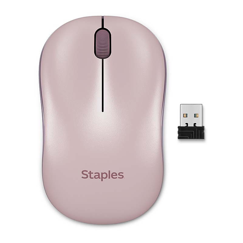 Staples TECH Wireless Ambidextrous Optical USB Mouse, Pink (ST63065) image 1