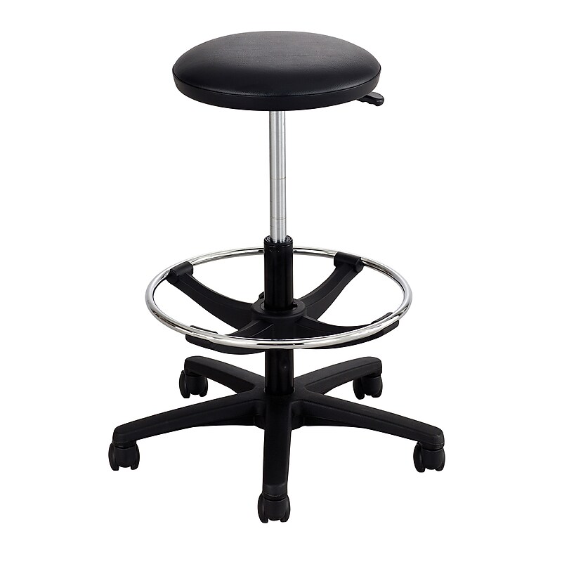 Safco Extended-Height Armless Vinyl Medical and Lab Chair with Footrest, Black (SAF3436BL) image 1