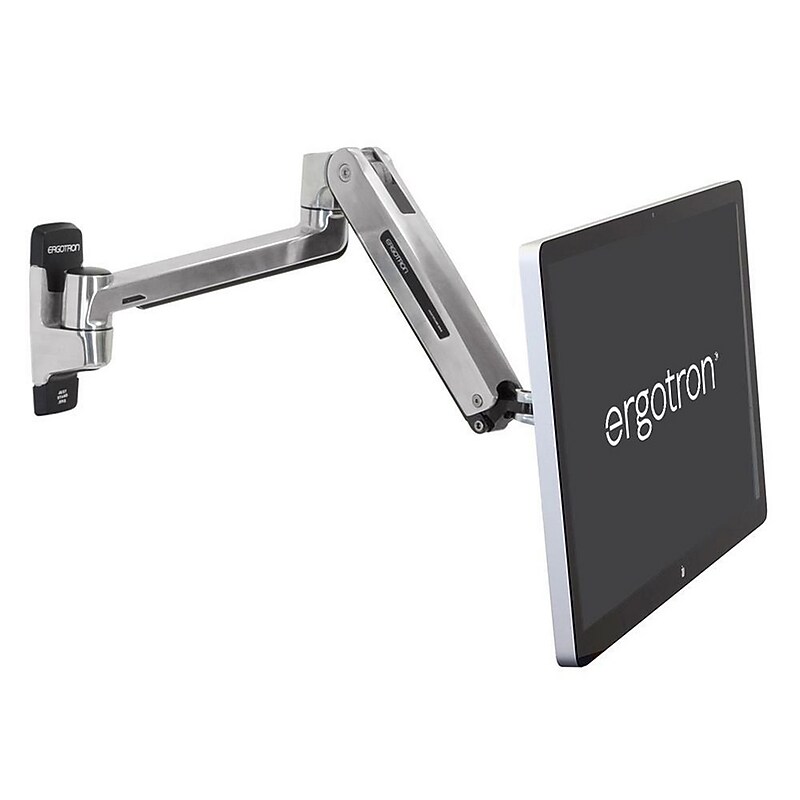 Ergotron LX Adjustable Wall-Mount Monitor Arm, Up to 46" Monitor, Polished Aluminum (45-383-026) image 1