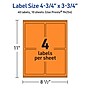 Avery Laser/Inkjet Multipurpose Rectangle Labels, 4.75" x 3.75", Bright Orange, 40/Pack (94254)~#|#~D864B958-B215-4810-A92BBD28C89DD102_sc7