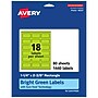 Avery Laser/Inkjet Multipurpose Rectangle Labels, 1-1/4" x 2-3/8", Bright Green, 1440/Box (94227)~#|#~D86C249A-BC86-45F6-8AD9FC17A6746457_sc7