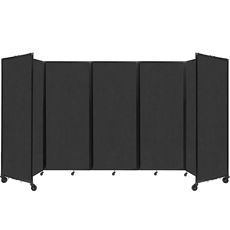 Versare The Room Divider 360 Freestanding Folding Portable Partition, 82"H x 168"W, Black Fabric (1182502) image 1