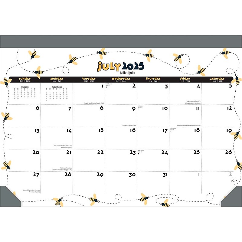 2025-2026 Plato Busy Bees 14" x 10" Academic Monthly Desk Pad Calendar (9798330700035) image 1