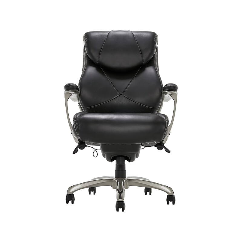 La-Z-Boy Cantania Ergonomic Bonded Leather Swivel Executive Chair, Black (45776A) image 1
