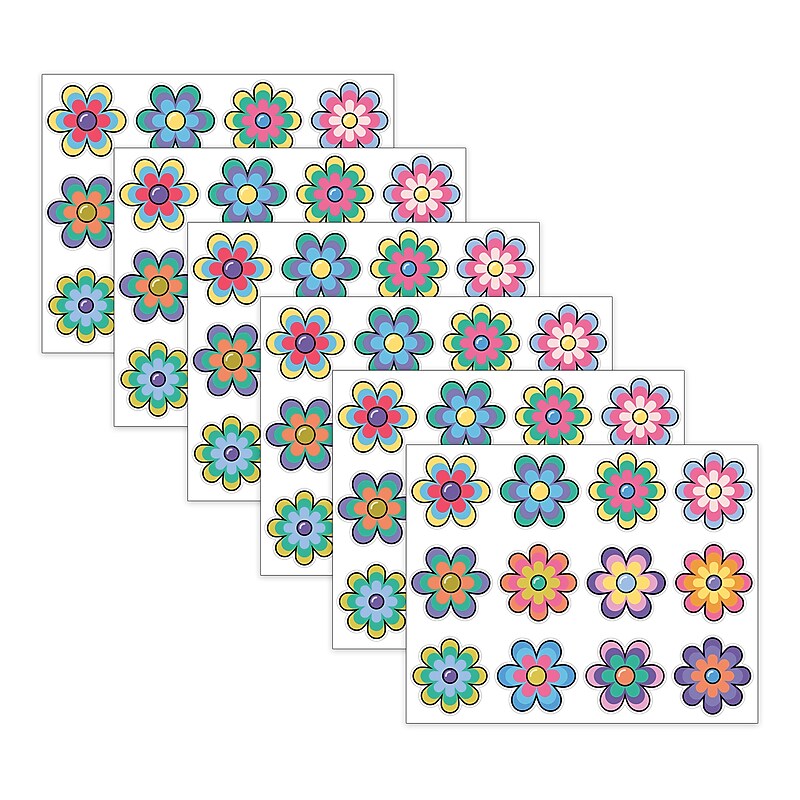 Carson Dellosa Education Happily Ever Elementary Retro Remix Jumbo Flowers Cutouts, 12/Pack, 6 Packs/Bundle (CD-120655-6) image 1