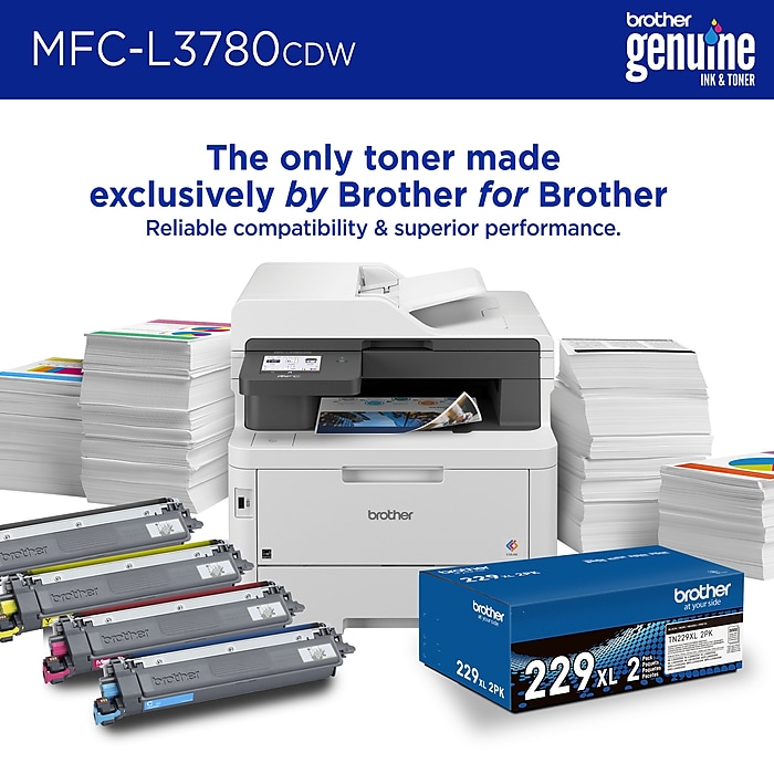 Brother MFC-L3780CDW Wireless Color Laser Printer, All-In-One, Print, Scan, Copy, Fax (MFCL3780CDW) | Staples Brother MFC-L3780CDW Wireless Color Laser Printer, All-In-One, Print, Scan, Copy, Fax (MFCL3780CDW) | Staples
