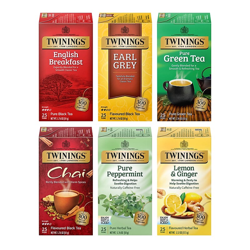 Twinings Variety Pack Assorted Tea Bags, 25 Bags/Box, 6 Boxes/Case (F15485) image 1