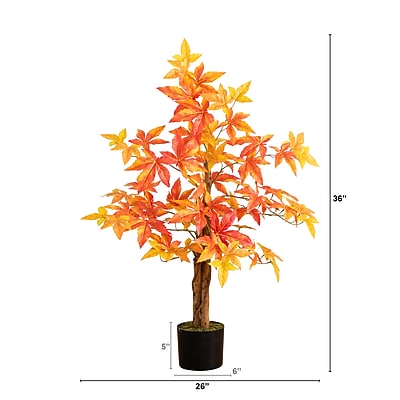 Nearly Natural 3' Autumn Deluxe Maple Artificial Fall Tree