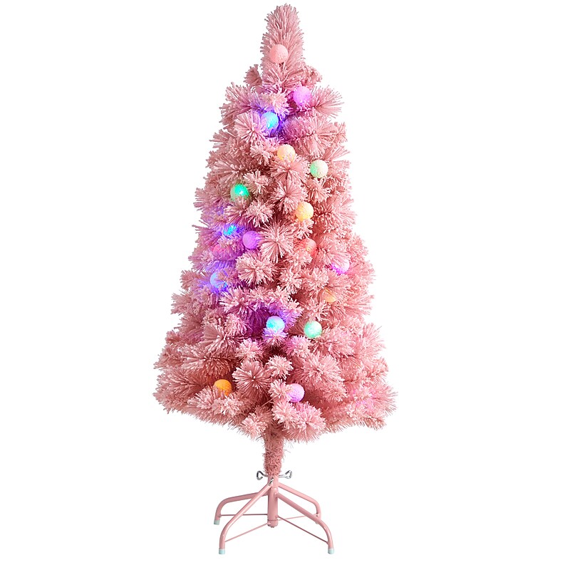 Nearly Natural Holiday Frosted Pink Cashmere Artificial Christmas Tree, 4' (T3030) image 1