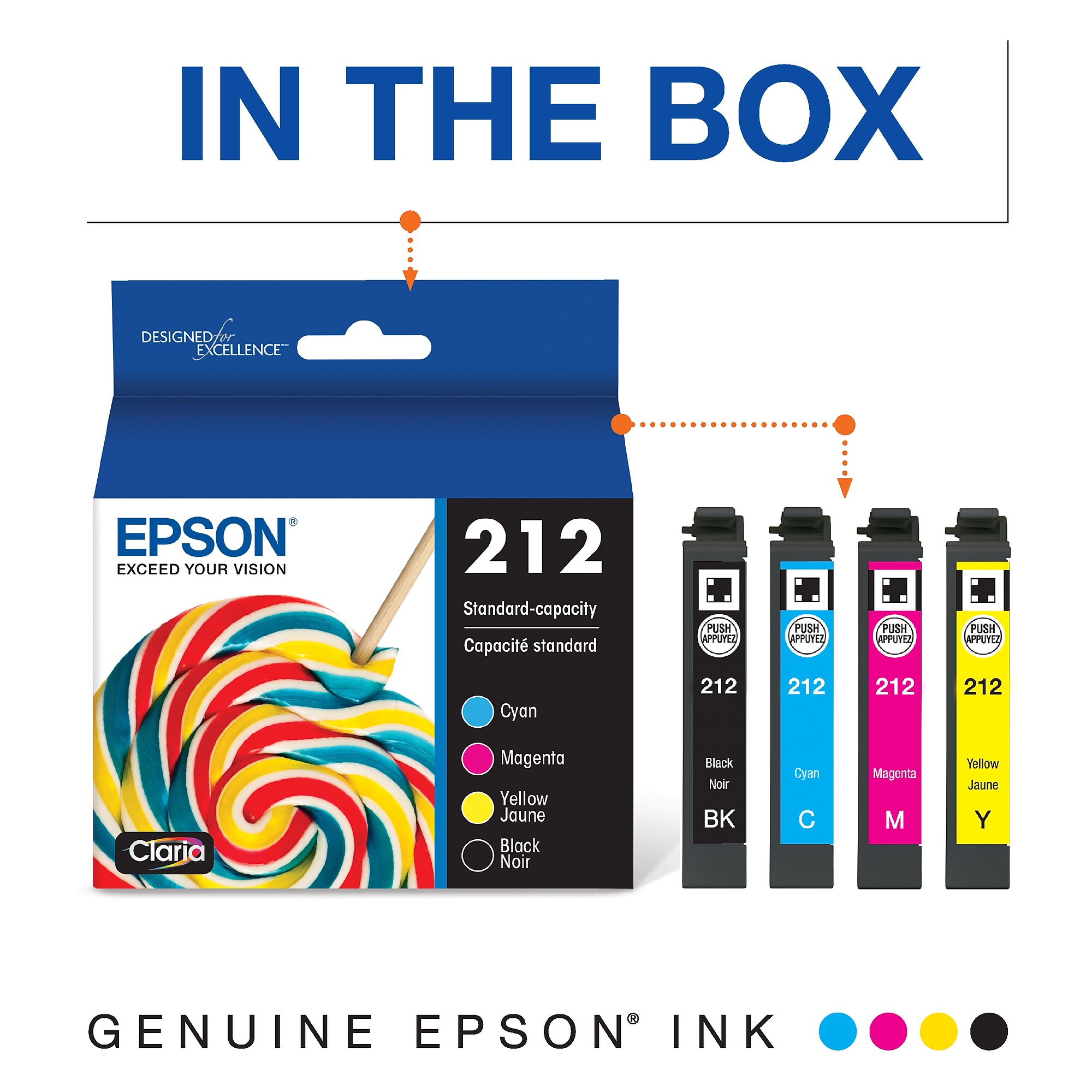 Epson T212 Black/Cyan/Magenta/Yellow Standard Yield Ink Cartridge, 4/Pack (T212120-BCS) Sansujyuku sansujyuku.com