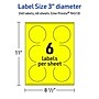 Avery Laser/Inkjet Round Multipurpose Labels, 3" Dia., Neon Yellow, 240/Pack (94513)~#|#~D89B226F-28AC-4CE4-8D0765363F587B1A_sc7