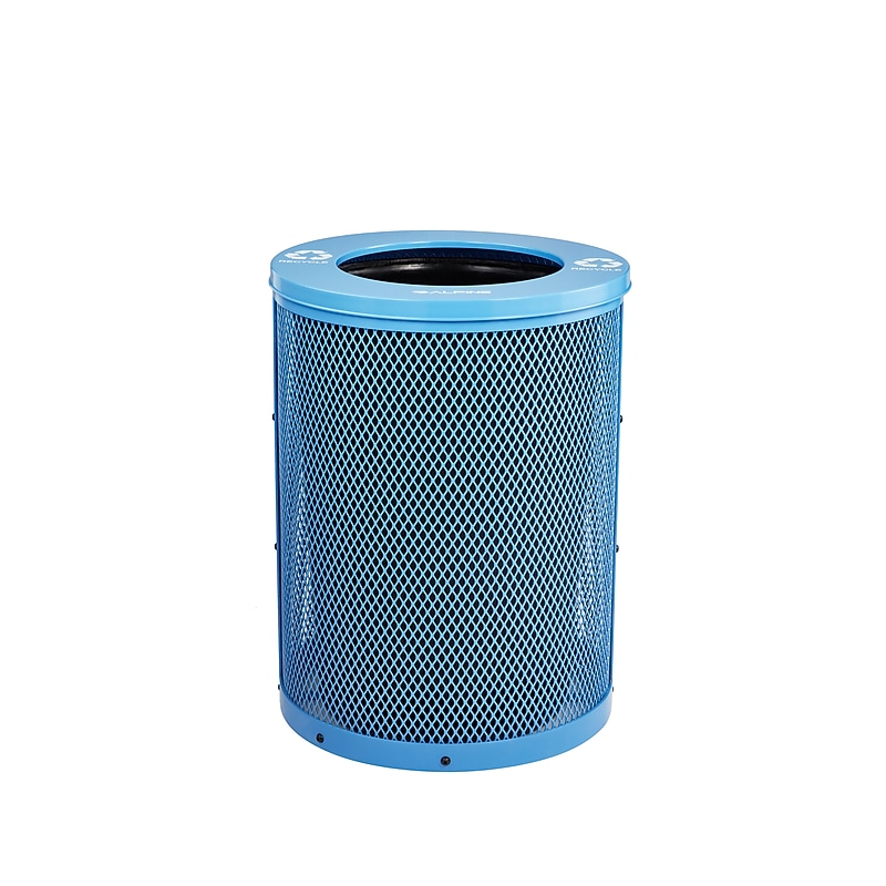 Alpine Industries 4460 Series Steel Mesh Outdoor Trash Can with Liner, 36 Gallon, Blue (ALP4460-01-BLU) image 1