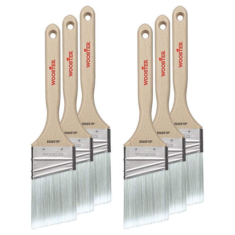 Wooster Brush Silver Tip 2.5" Polyester Angle Brush, 6/Box (0052210024) image 1