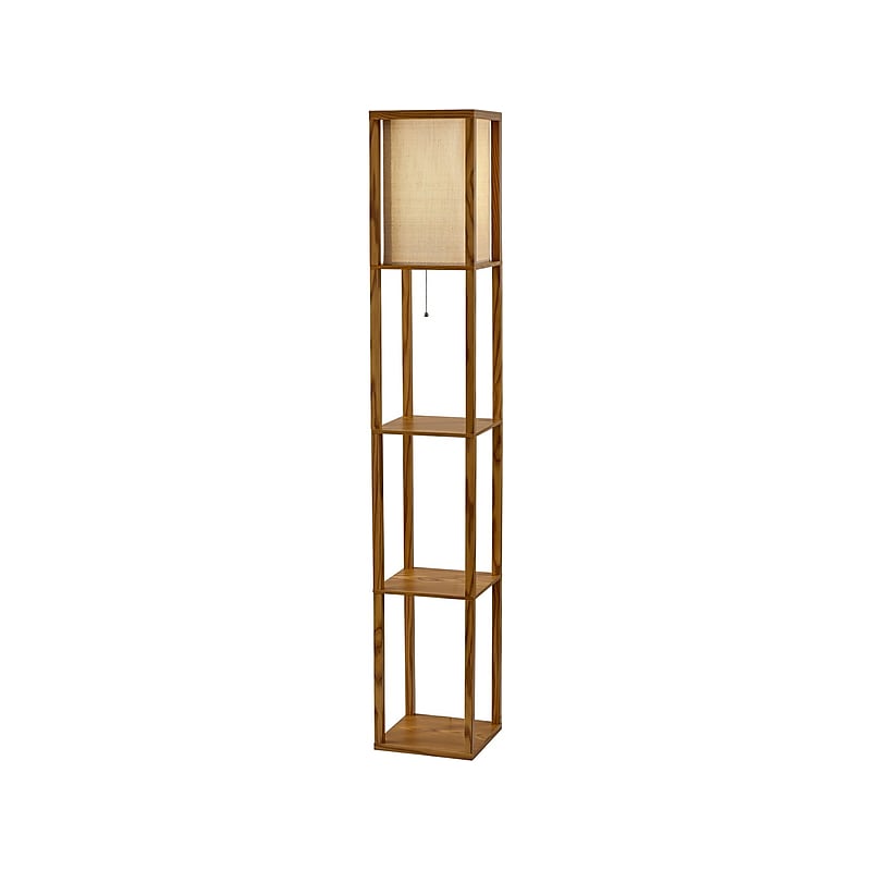 Adesso Wright 63" Walnut Floor Lamp with Square Natural Shade (3138-12) image 1