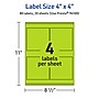 Avery Laser/Inkjet Multipurpose Square Labels, 4" x 4", Bright Green, 80/Pack (94100)~#|#~D8C05011-8A0C-42C7-8EB49FD37C7E8481_sc7