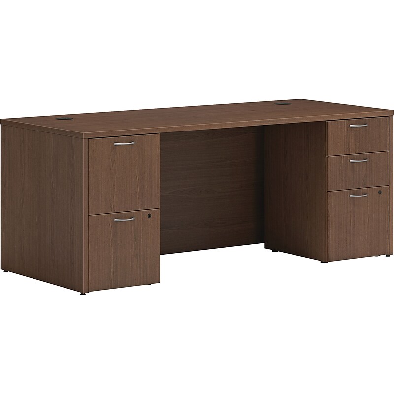 HON Mod 72"W Double-Pedestal Desk, Sepia Walnut (HLPLDS72PSSE1) image 1