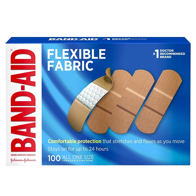 Band-Aid Brand Flexible Fabric Adhesive Bandages, 1" x 3", 100/Box (4444) image 1