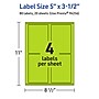 Avery Laser/Inkjet Multipurpose Rectangle Labels, 5" x 3.5", Bright Green, 80/Pack (94256)~#|#~D8D295CA-6F73-4658-AE770CAE2566D7B9_sc7