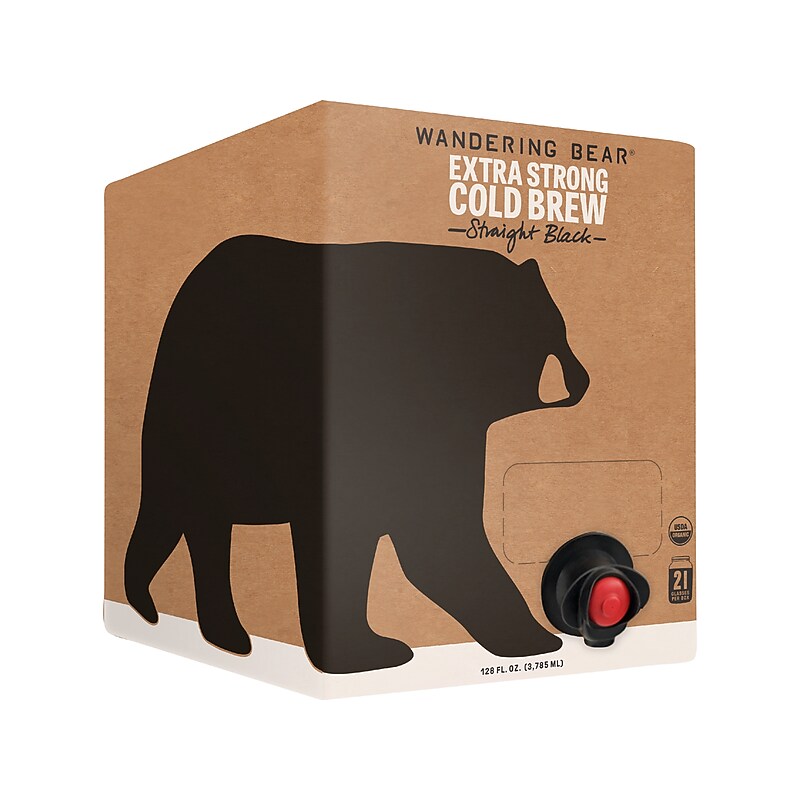 Wandering Bear Straight Black Cold Brew Coffee, 128 oz., 2/Case (WBSB128oz2pak) image 1