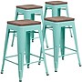 Flash Furniture Shania Industrial Metal Counter Height Stool without Back, Mint Green, 4-Pieces/Pack (4ETBT350324MNTW)~#|#~D8E2BF3A-7AC3-4557-B4CA593C1466A76F_sc7