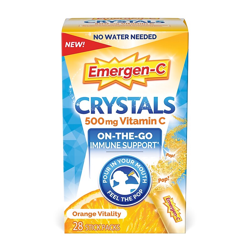 Emergen-C Crystals Immune Support Powder, Orange Vitality, 28/Pack (600000002001066) image 1