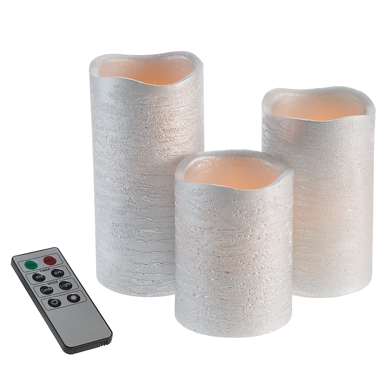 Lavish Home Flameless LED Candles, Silver, 3/Set (80-FC1003) image 1
