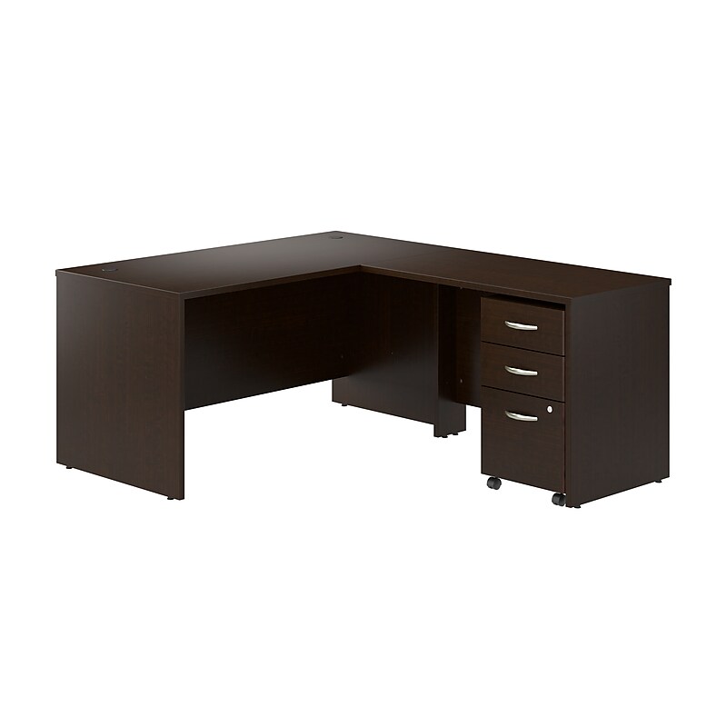 Bush Business Furniture Westfield 60"W L Shaped Desk with 42W Return and Mobile File Cabinet, Mocha Cherry (SRC168MRSU) image 1