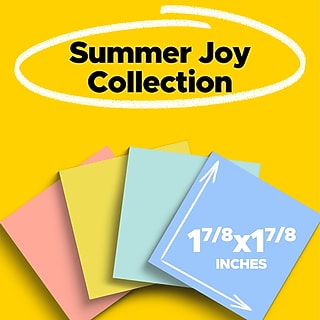 Post-it Super Sticky Notes, 2" x 2", Summer Joy Collection, 90 Sheets/Pad, 18/Pads (622-18SSJOY-CP)~#|#~D8FB456C-B834-4AE4-8F9B192AB9EC9D5A_sc7