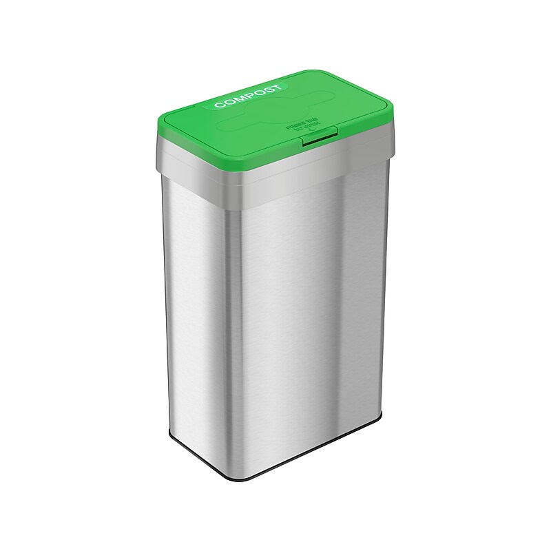 HLS Commercial Stainless Steel Compost Bin, 21-Gallon, Silver/Green (HLS21UOTCOP) image 1