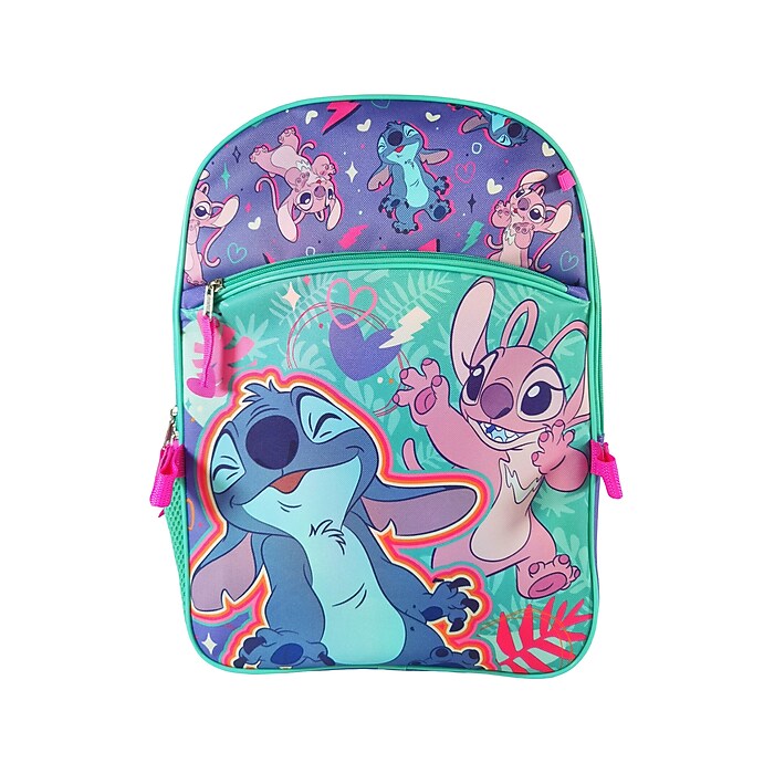 Bioworld Kids 5-Piece Stitch and Angel Backpack Set, Large