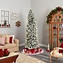 Nearly Natural 8-ft Slim Flocked Montreal Fir Artificial Christmas Tree with 400 Warm White LED Lights (T3312)~#|#~D9137762-48DC-4B75-B5065C70020B4157_sc7