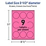 Avery Round Scalloped Laser/Inkjet Multipurpose Labels, 2.5" Dia, Bright Pink (90/Pack)~#|#~D918DFD2-D6F4-430E-B81DB4326B1E2280_sc7